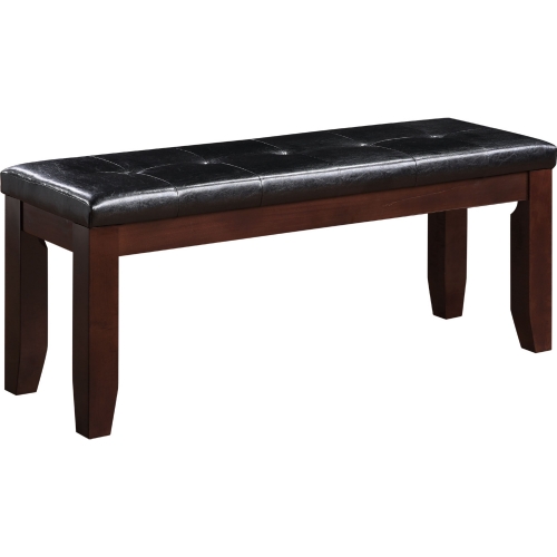 Urbana Dining Bench in Black Leatherette & Cherry